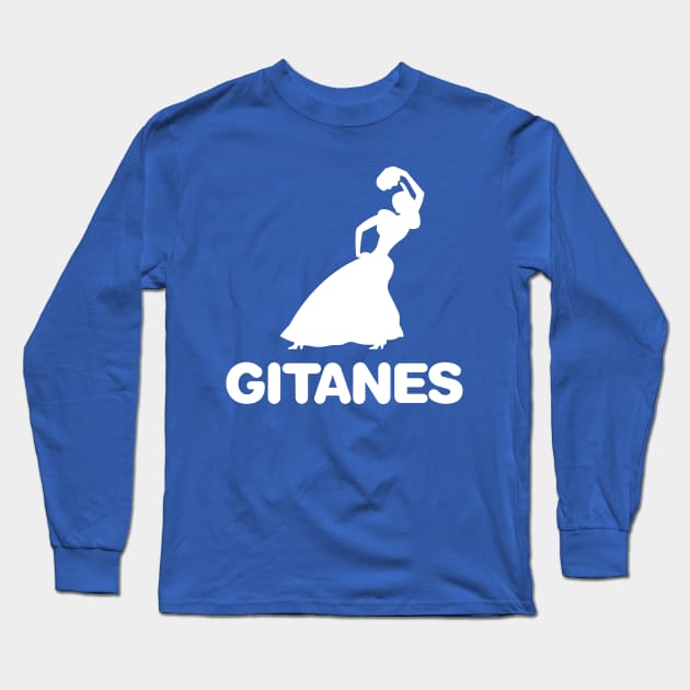 1970's vintage Gitanes gypsy dancer emblem - Matra, Ligier, Serge Gainsbourg - white print Long Sleeve T-Shirt by retropetrol